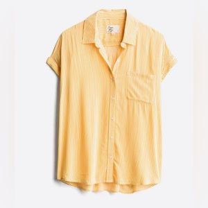 Yellow pin stripe blouse needs an iron